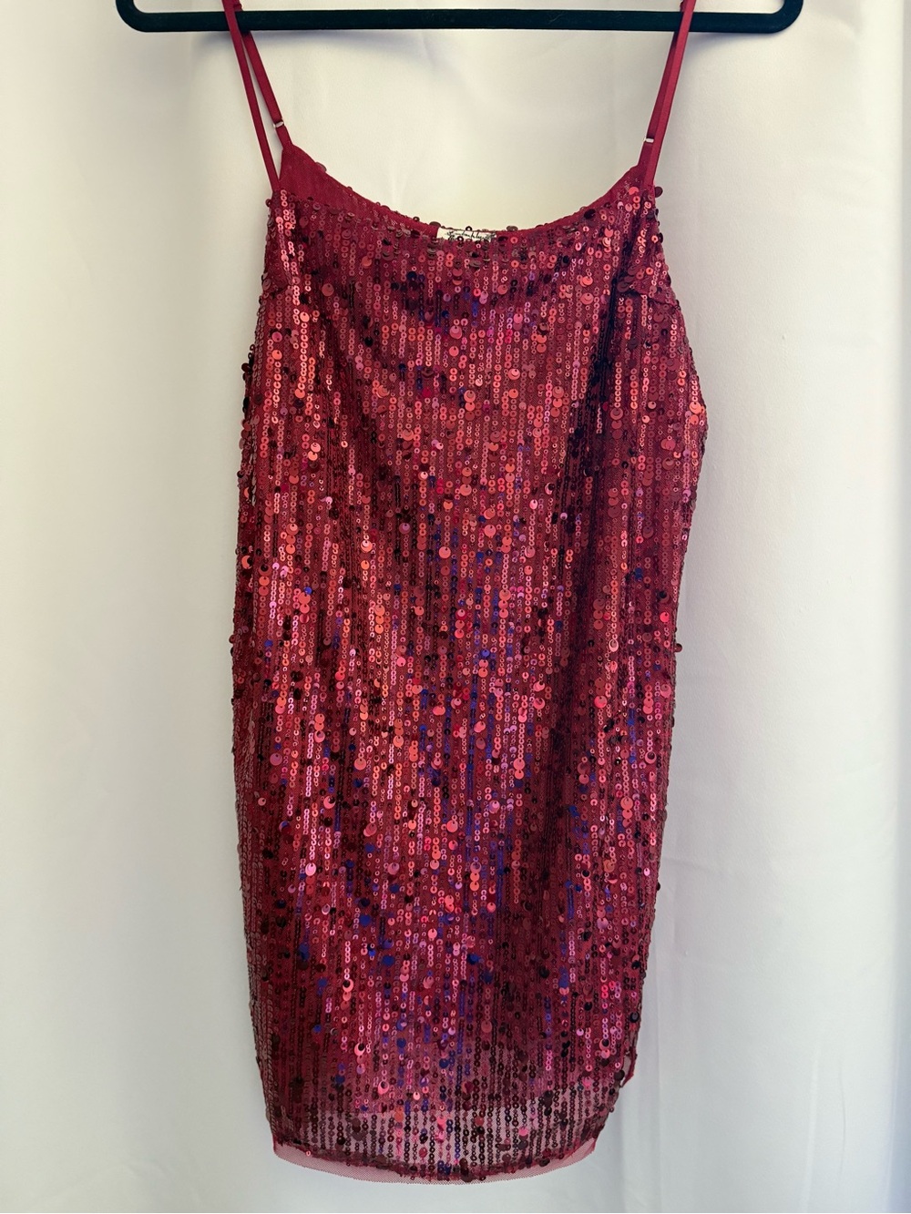 Free People Red Sequin Mini Slip Dress